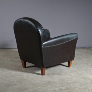 Vintage zwart lederen fauteuil
