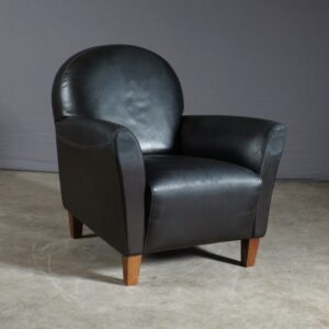 Vintage zwart lederen fauteuil
