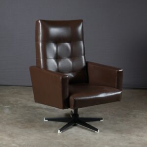 Vintage skai lederen draaifauteuil - bruin - jaren 70