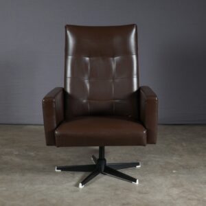 Vintage skai lederen draaifauteuil - bruin - jaren 70