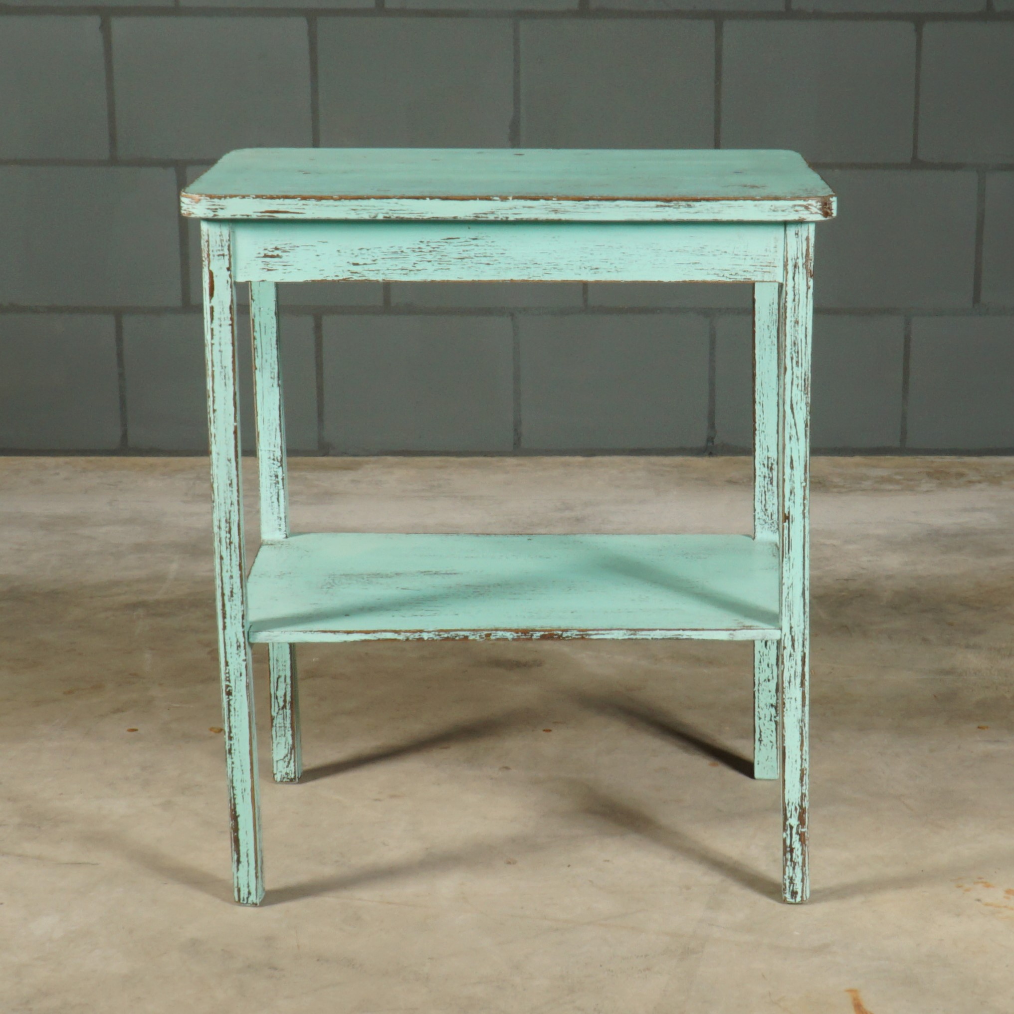 Wabi sabi bijzettafeltje/keukentafeltje - turqoise