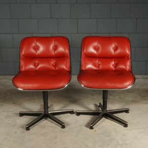 Charles Pollock Executive stoel - rood leer - Knoll - jaren 80