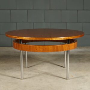 Vintage salontafel - teakhout - chroom - jaren 60