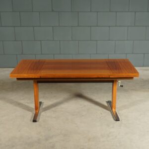 Vintage notenhouten salontafel/eettafel – verstelbaar – jaren 70
