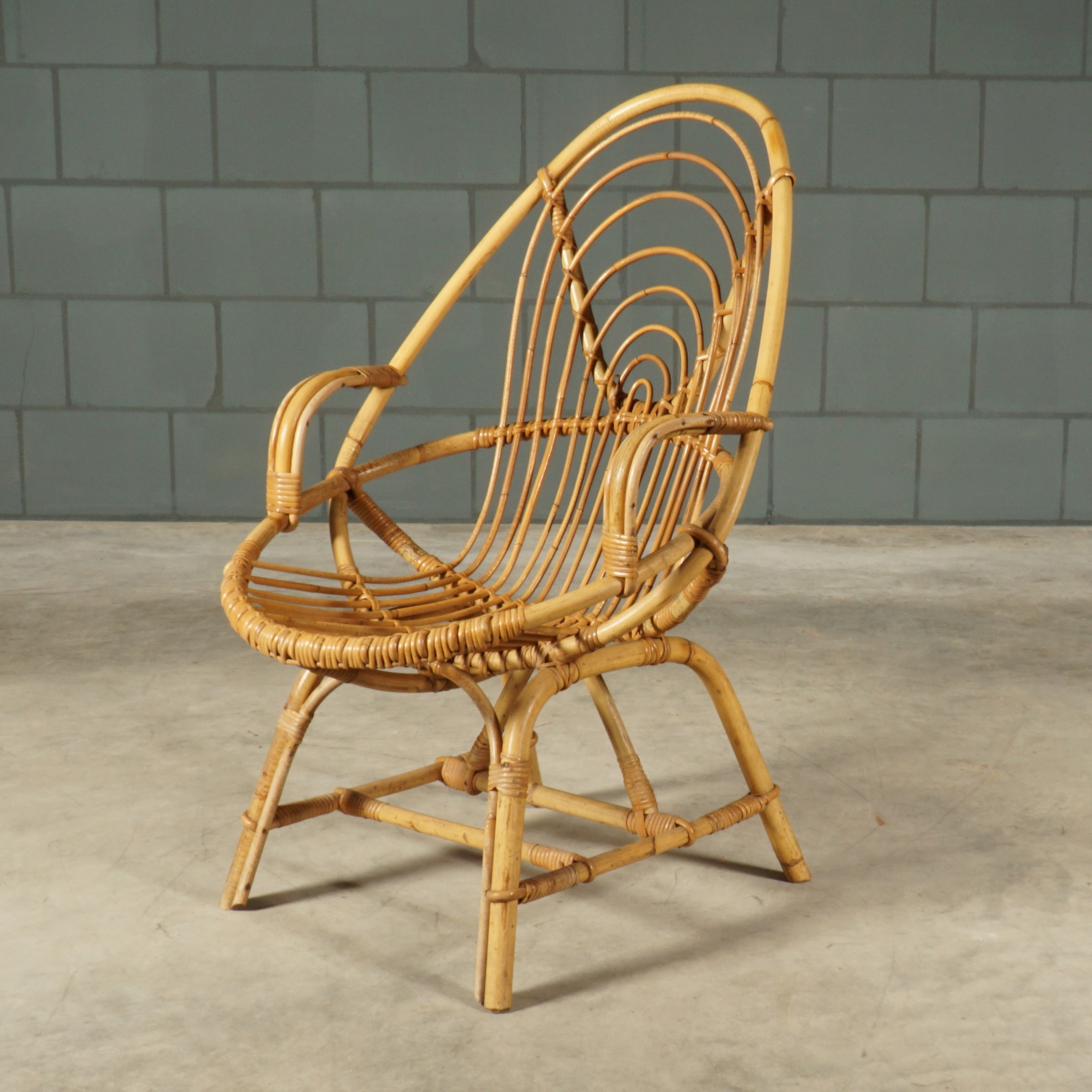 Vintage rotan fauteuil