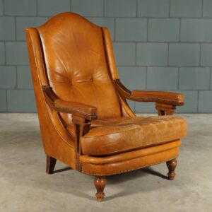 Vintage bruin lederen armfauteuil