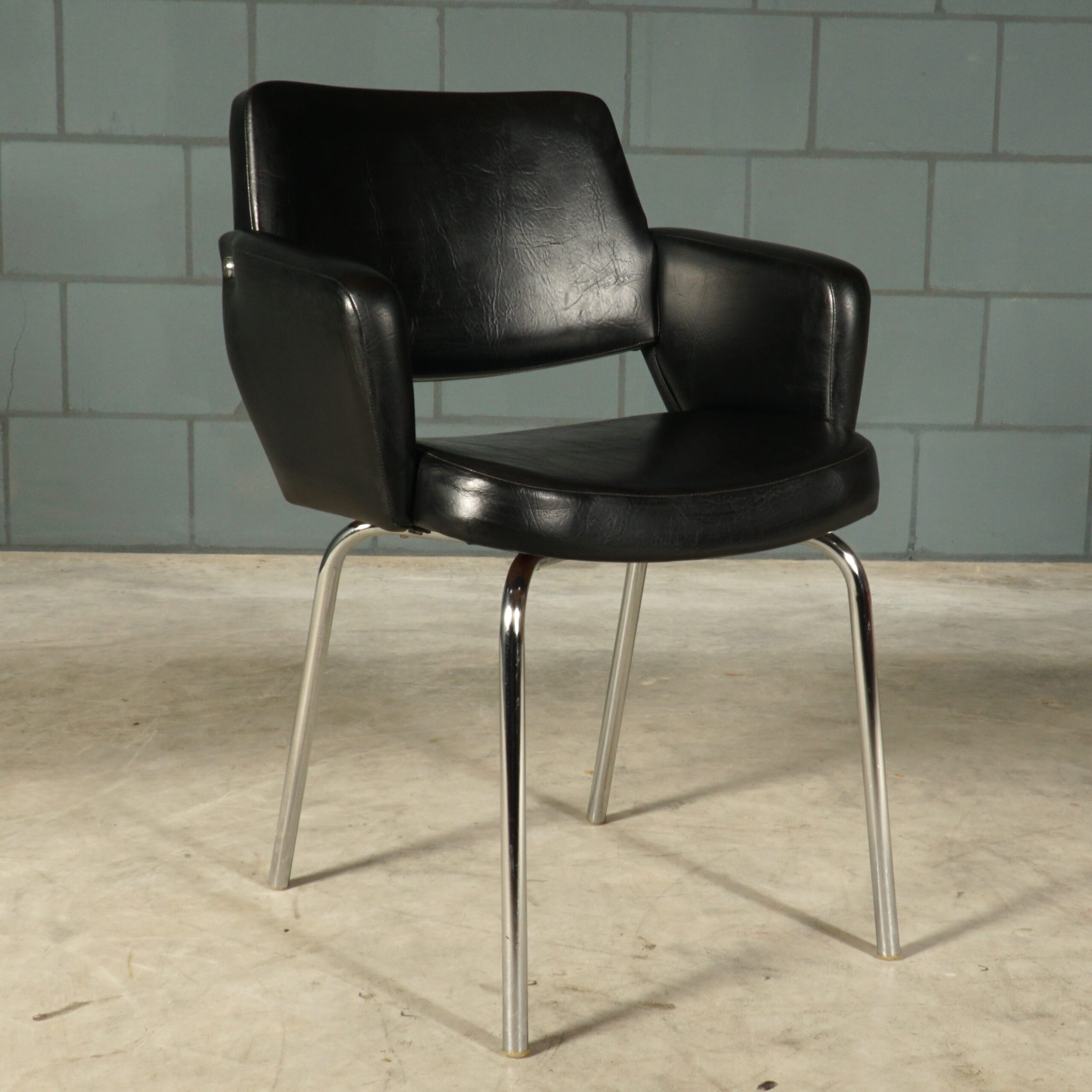 Set vintage skailederen fauteuils - zwart - jaren 60