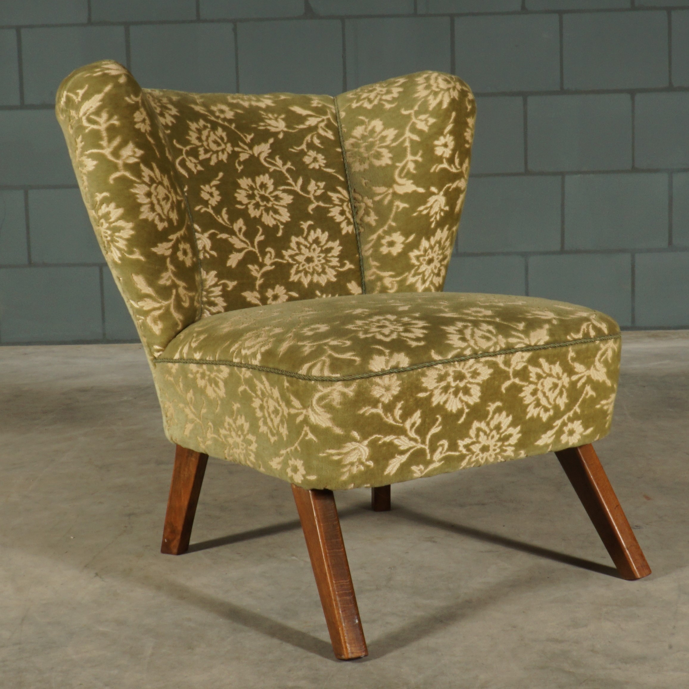 Set vintage cocktailfauteuils – groen velours – jaren 60