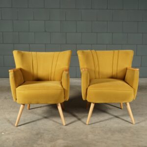 Set vintage cocktail/lounge fauteuils - okergeel - jaren 60