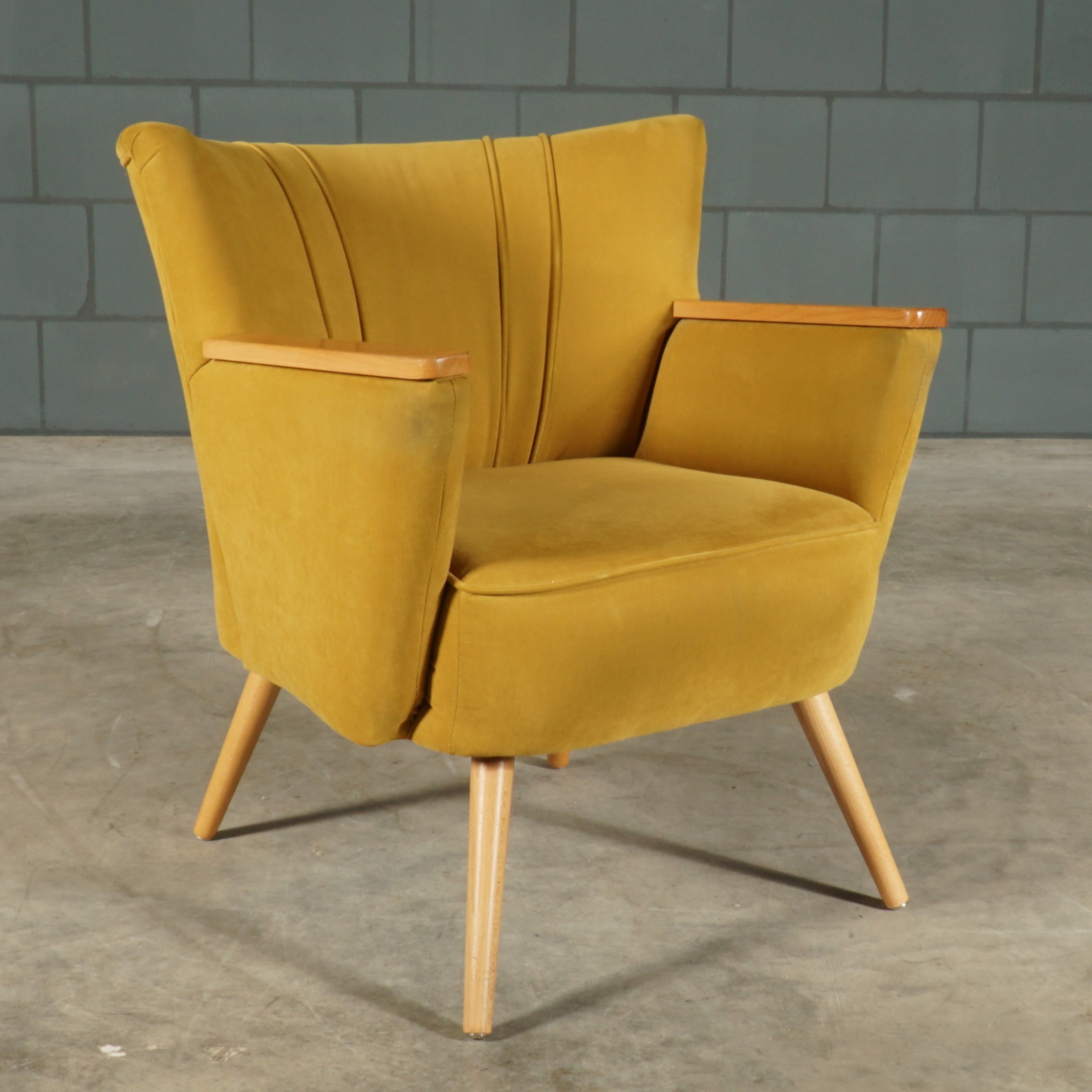 Set vintage cocktail/lounge fauteuils - okergeel - jaren 60