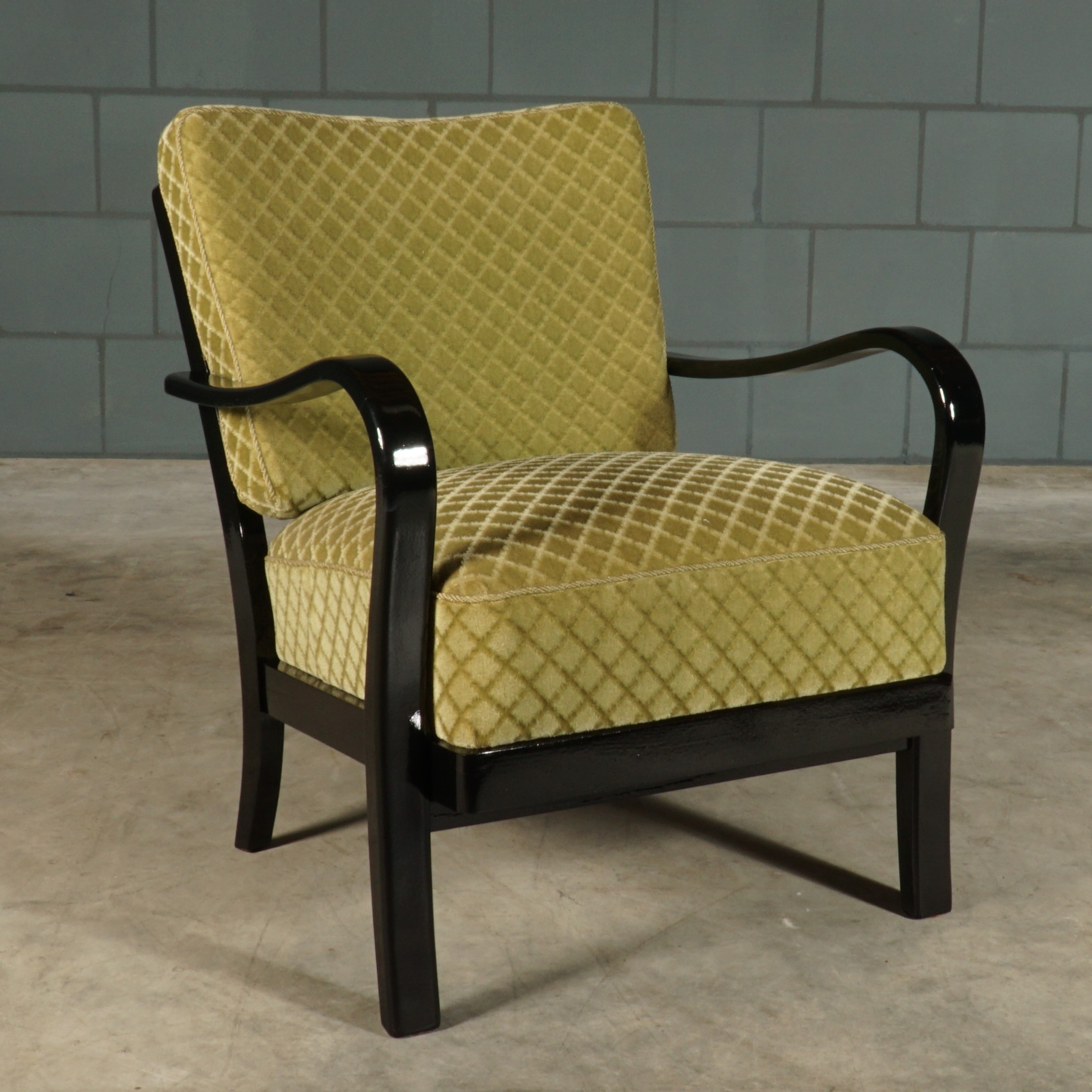 Vintage loungefauteuils - groen velours - jaren 60