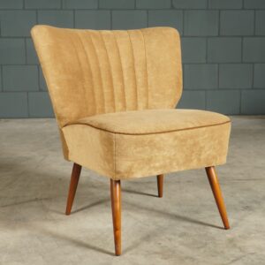 Vintage cocktailfauteuil - beige/zandkleur velours - jaren 60