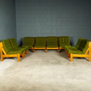 Vintage modulaire zithoek/zitgroep - groen velours - jaren 70