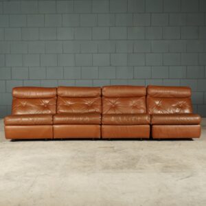Set van 4 vintage lederen modulaire fauteuils - jaren 60
