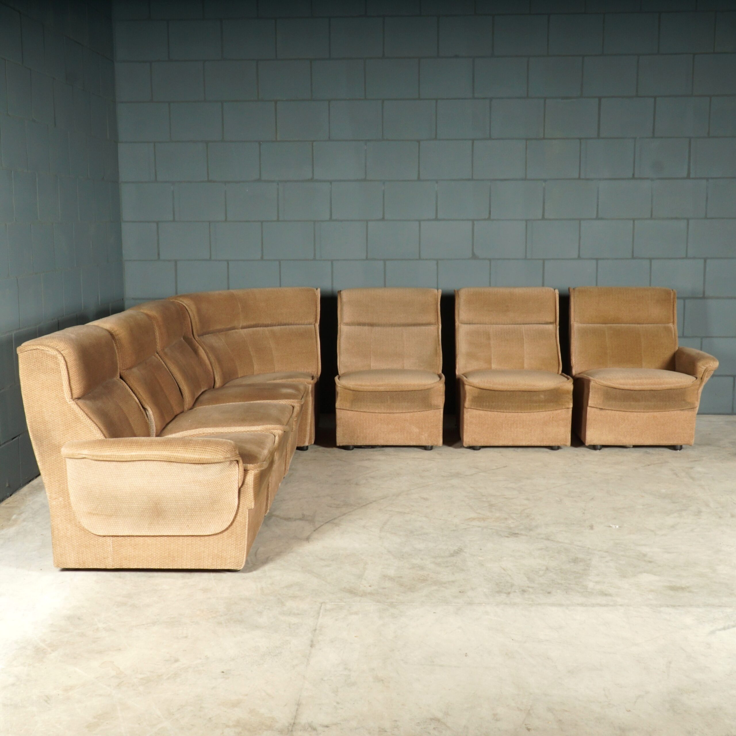 Midcentury modulaire stoffen hoekbank – jaren 60