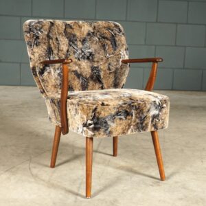 Set vintage cocktailfauteuils – velours – houten armleuningen – jaren 60