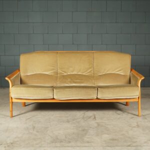 Midcentury driezits bank - velours - jaren 60