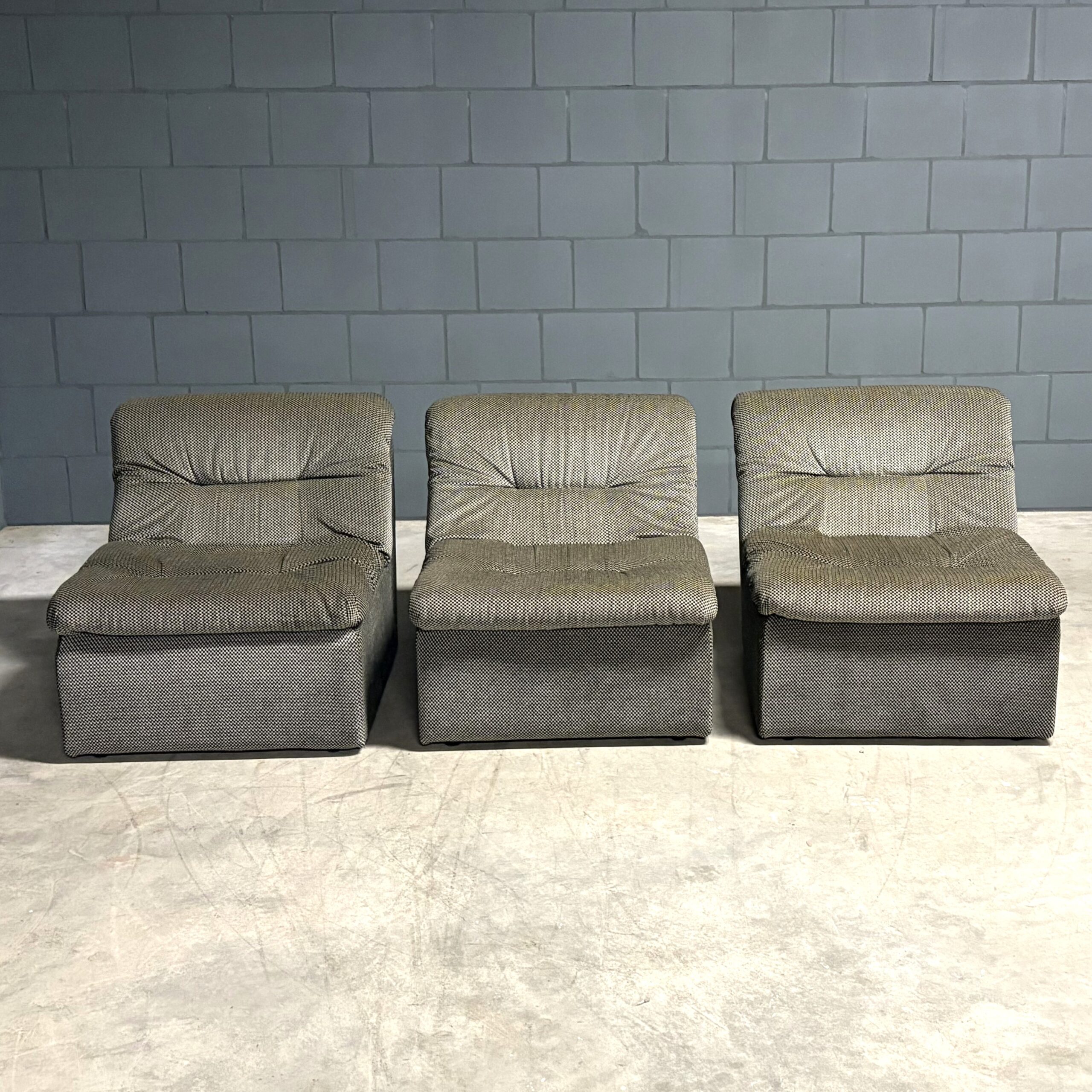 Mid-century modulaire bank - velours pepitastof - jaren 70