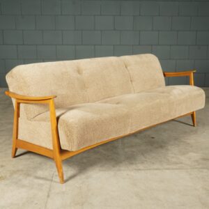 Vintage Deense slaapbank - notenhout - jaren 60