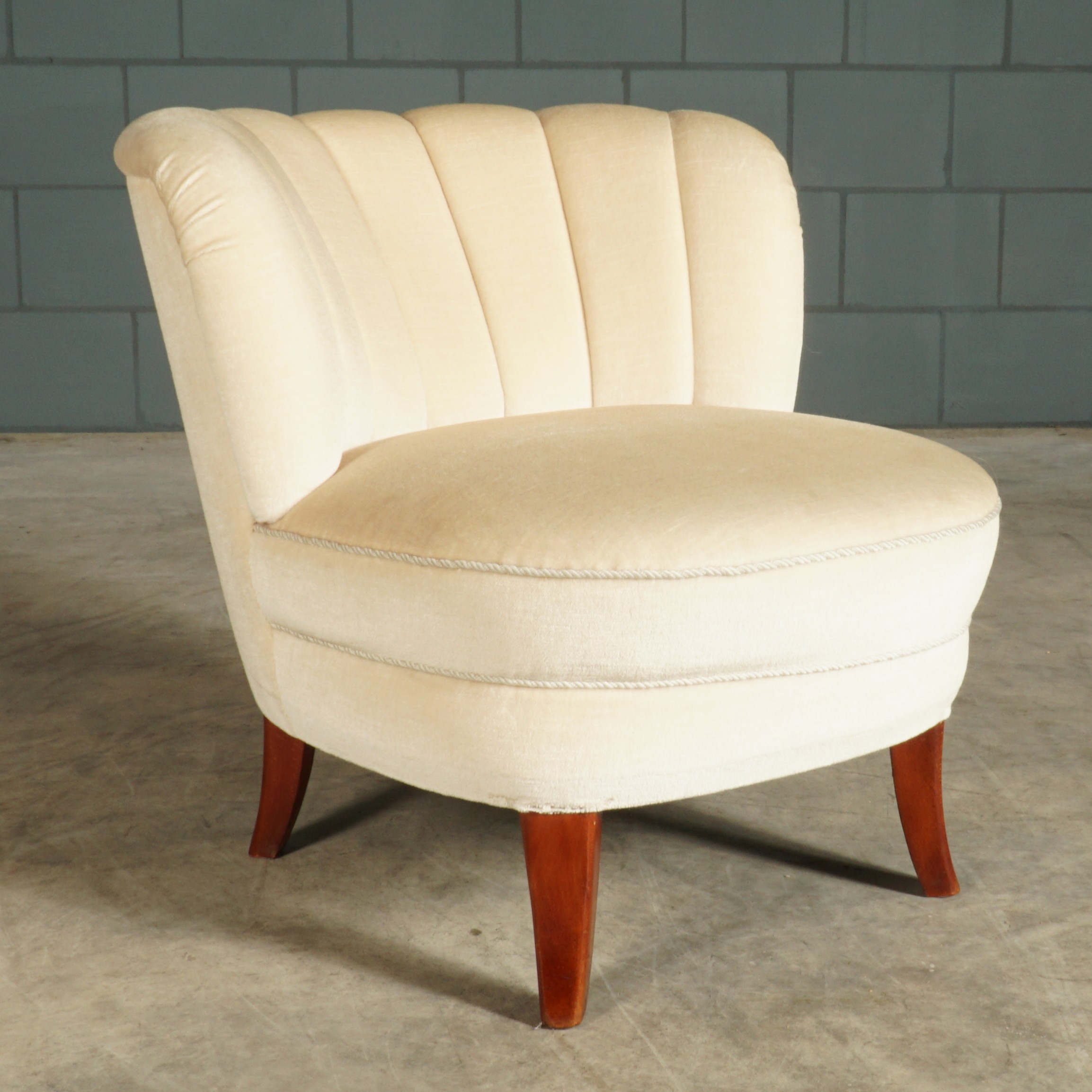 Set vintage cocktailfauteuils - wit velours - jaren 60