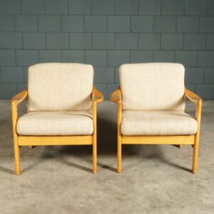 Deense loungefauteuils - notenhout - jaren 60