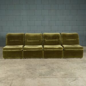 Midcentury modulaire bank - groen velours - jaren 70