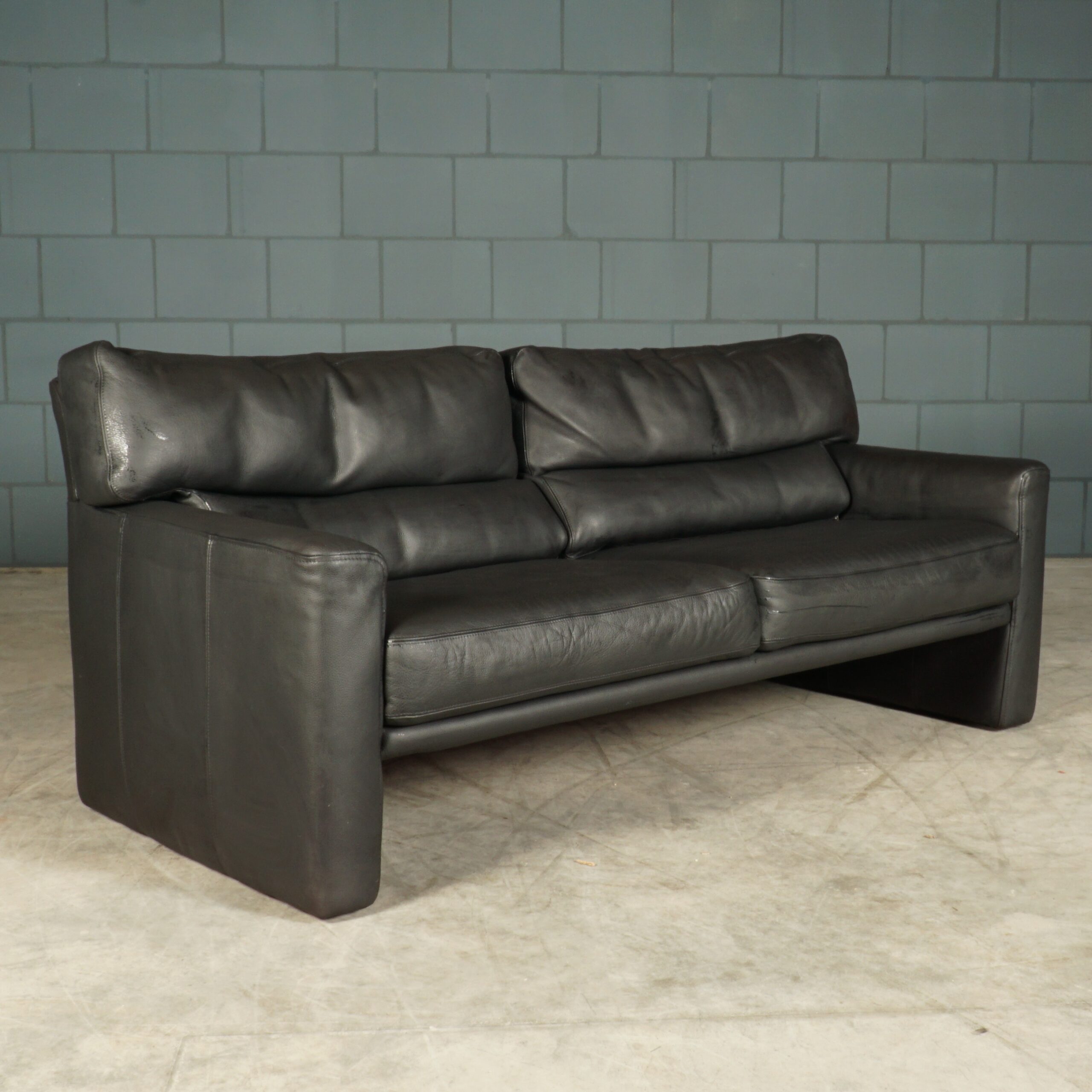 Design zithoek/zitgroep - zwart leder - Brühl